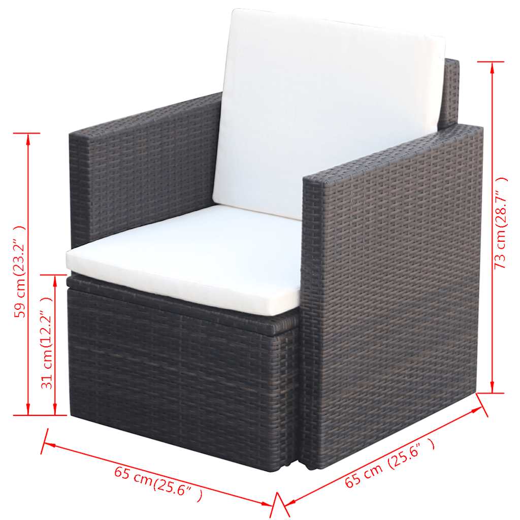 Havestol Med Hynder Polyrattan - Billede 5