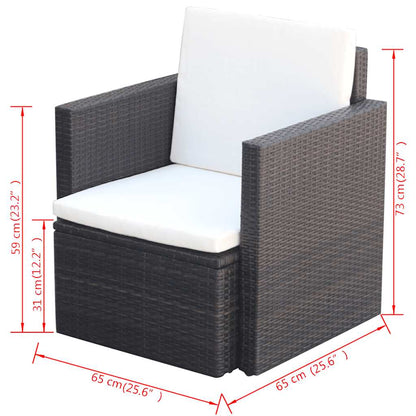 Havestol Med Hynder Polyrattan - Billede 5