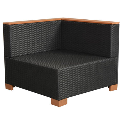 Haveloungesæt Med Hynder Polyrattan Sort