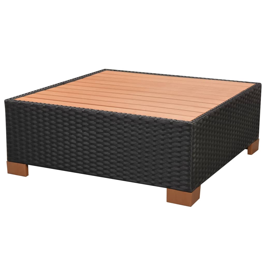 Haveloungesæt Med Hynder Polyrattan Sort
