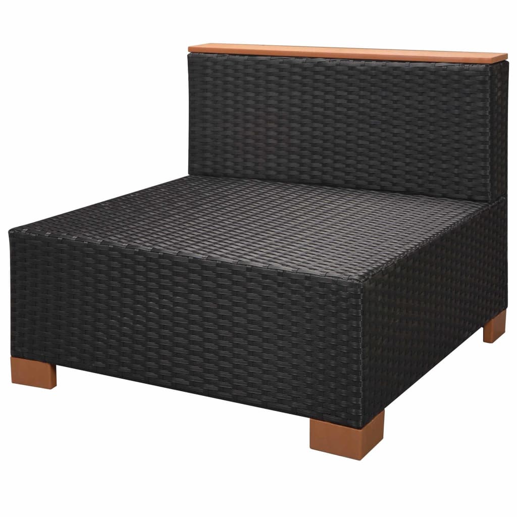 Haveloungesæt Med Hynder Polyrattan Sort