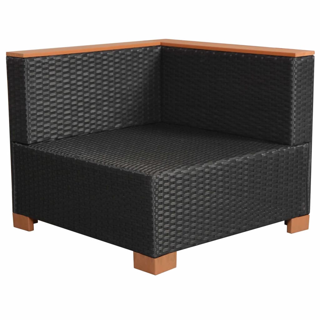 Haveloungesæt Med Hynder Polyrattan Sort