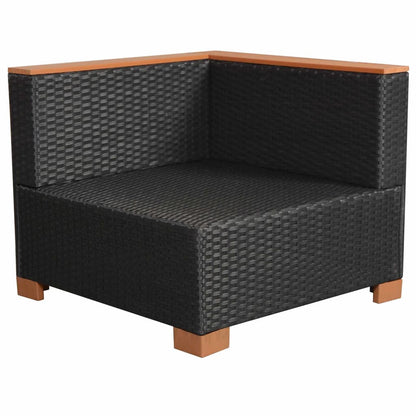 Haveloungesæt Med Hynder Polyrattan Sort