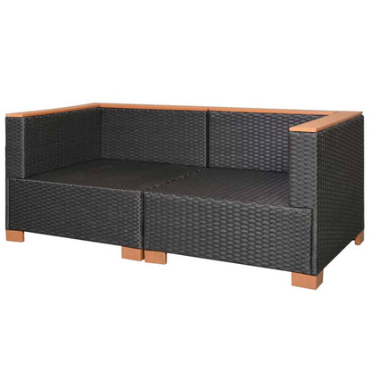 Haveloungesæt Med Hynder Polyrattan Sort