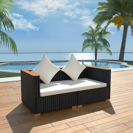 Havesofa Polyrattan Sort - Hovedbillede