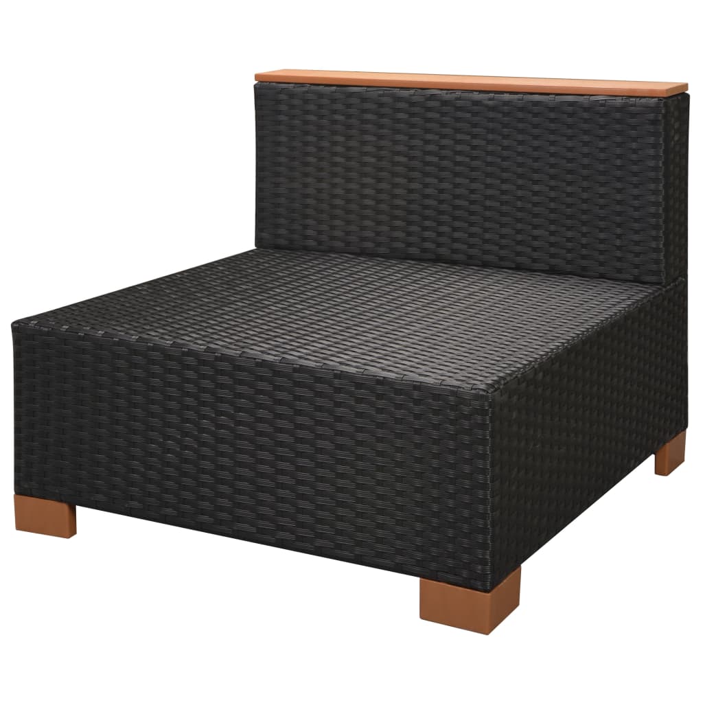 Haveloungesæt Med Hynder Polyrattan Sort