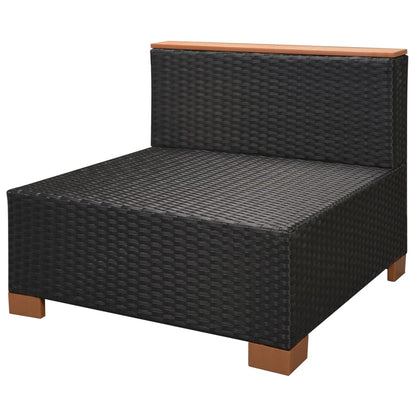 Haveloungesæt Med Hynder Polyrattan Sort