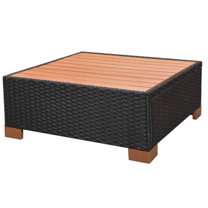Haveloungesæt Med Hynder Polyrattan Sort