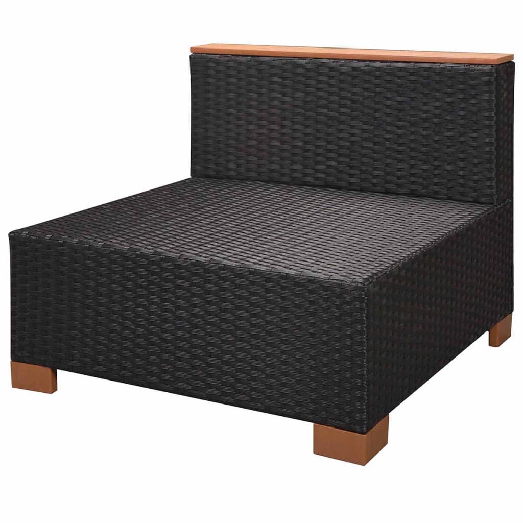 Haveloungesæt Med Hynder Polyrattan Sort