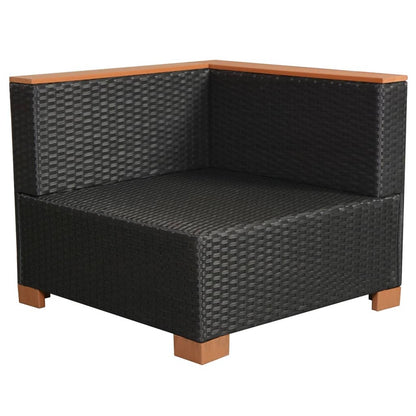 Haveloungesæt Med Hynder Polyrattan Sort