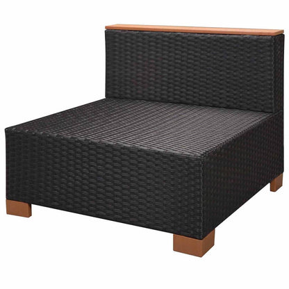 Haveloungesæt Med Hynder Polyrattan Sort