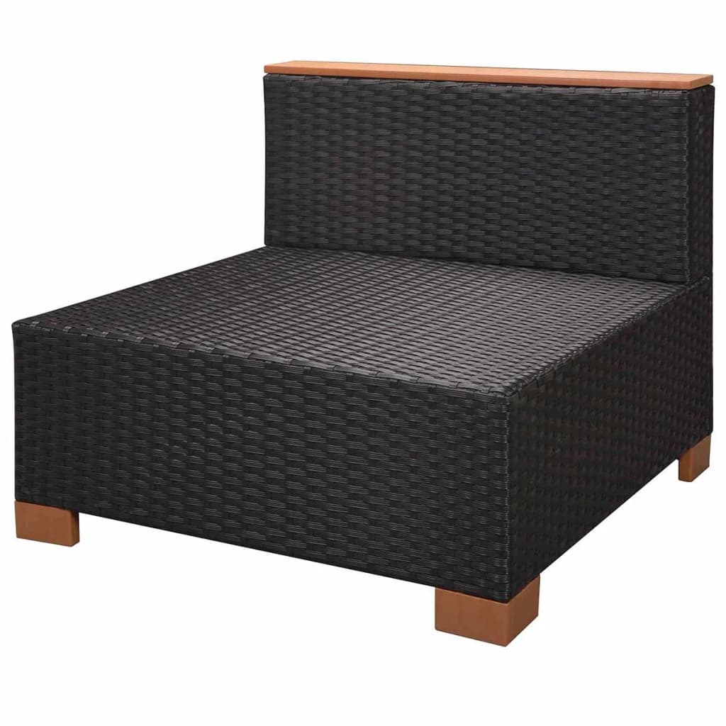 Haveloungesæt Med Hynder Polyrattan Sort