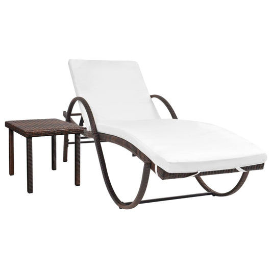 Liggestol Med Hynde & Bord Polyrattan
