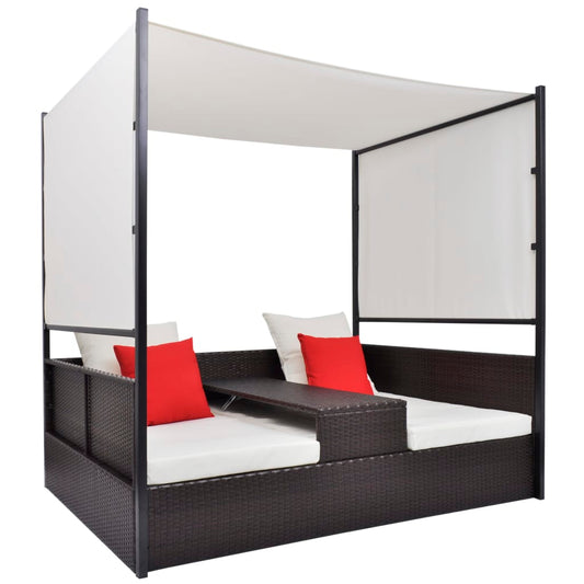 Solseng Med Baldakin 190 X 130 Cm Polyrattan