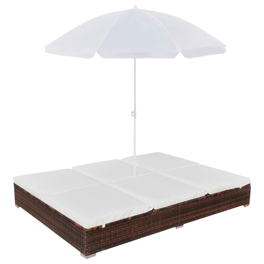 Loungeseng Med Parasol Polyrattan