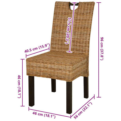 Spisebordsstole 2 Stk. Kubu-Rattan Mangotræ