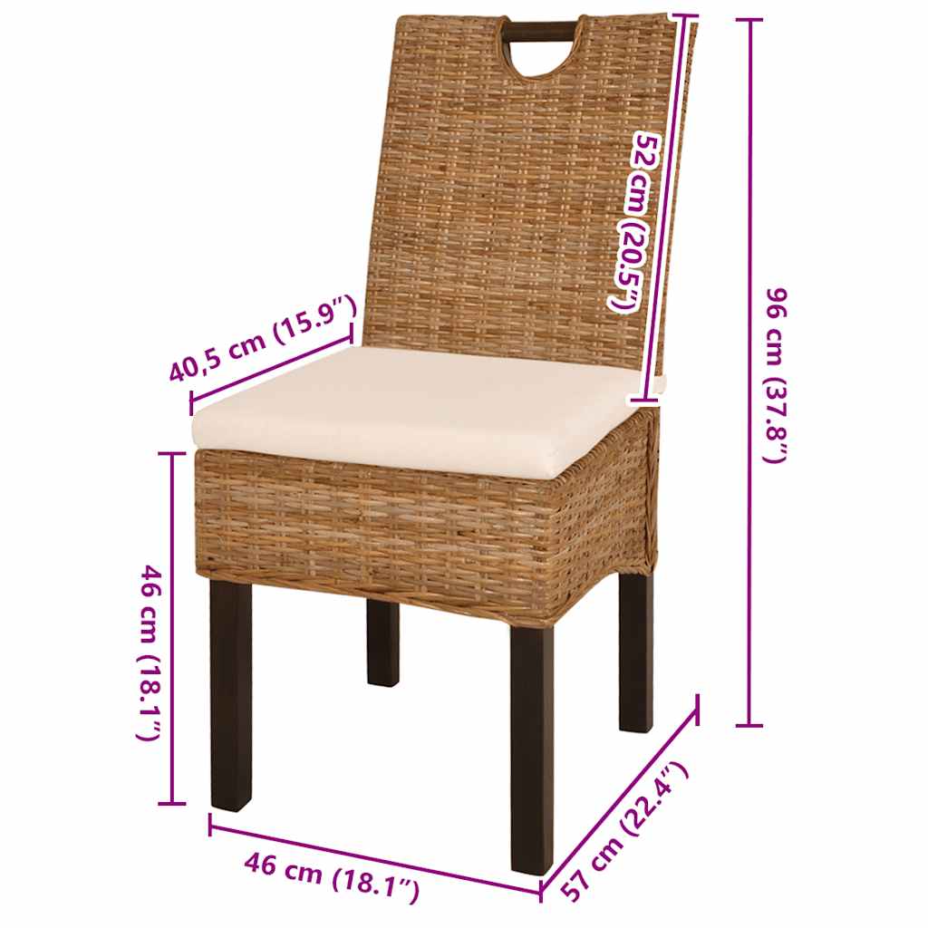Spisebordsstole 2 Stk. Kubu-Rattan Mangotræ
