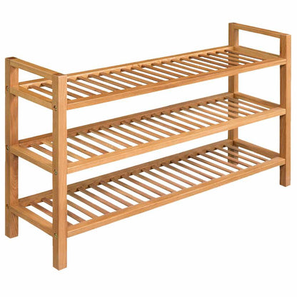 Skostativ Med 3 Hylder Massivt Egetræ - Variant 244209