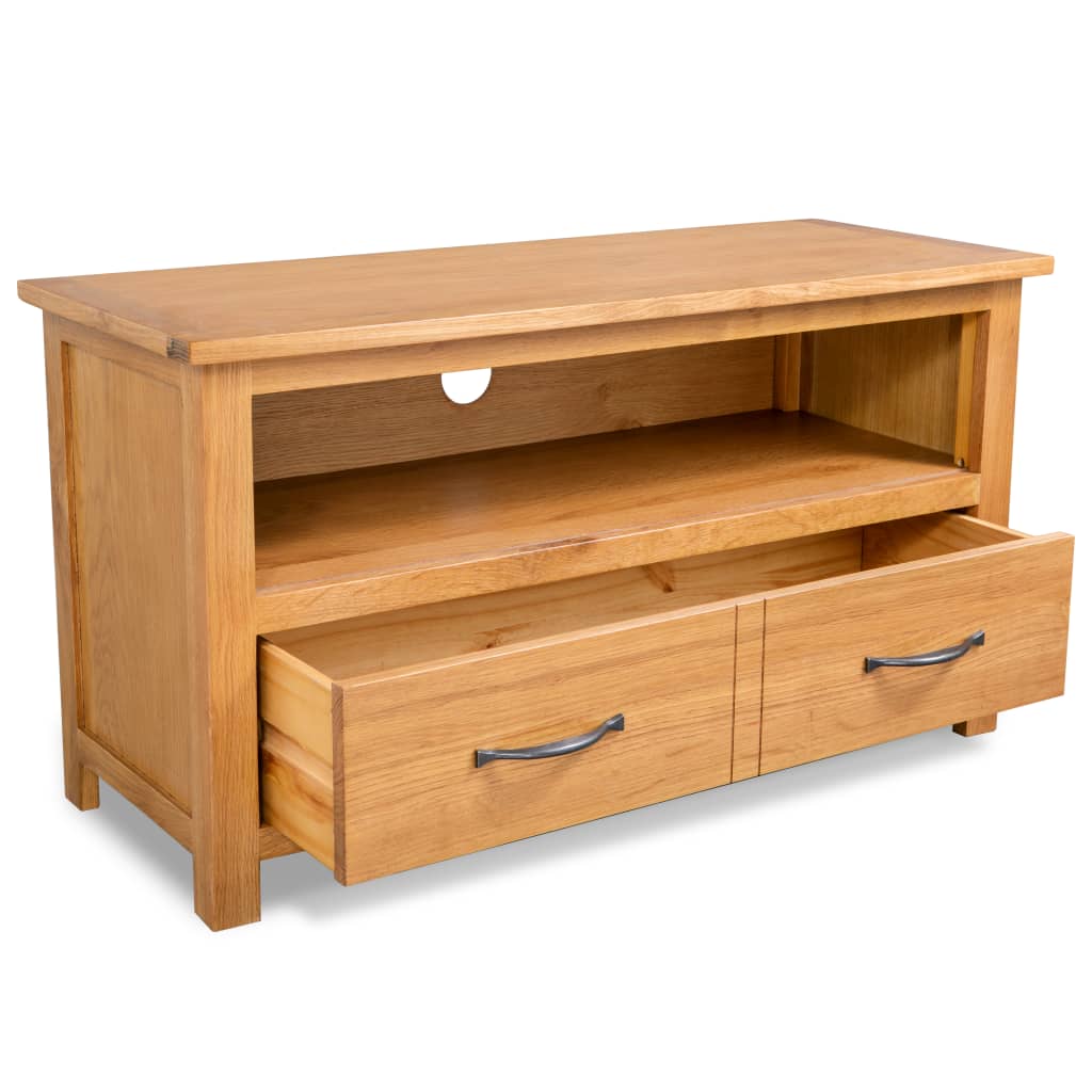 Tv-skab 90x35x48 Cm Massivt Egetræ - Billede 2