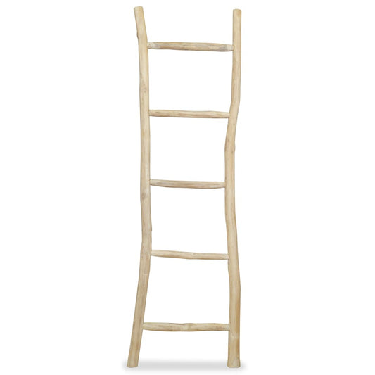 Håndklædestige Med 5 Trin Teak 45 X 150 Cm Naturfarvet Hvid