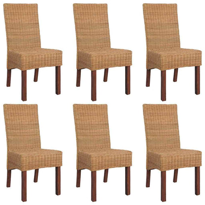 Spisebordsstole 6 Stk. Naturligt Rattan Brun