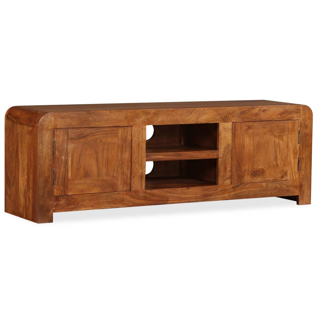 Tv-skab 120x30x40 Cm Massivt Træ Honningfarvet Finish - Billede 2