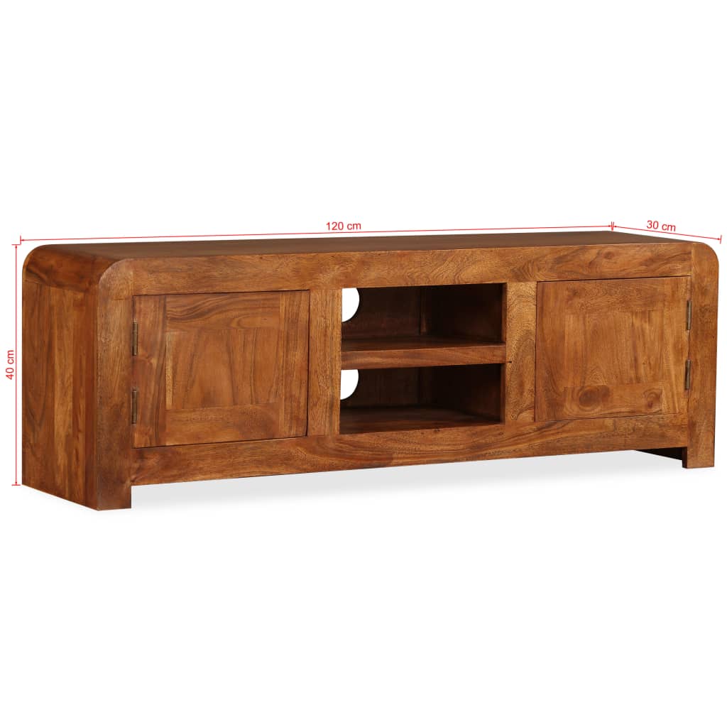 Tv-skab 120x30x40 Cm Massivt Træ Honningfarvet Finish - Billede 11
