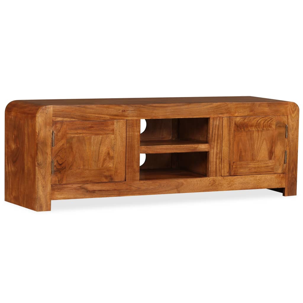 Tv-skab 120x30x40 Cm Massivt Træ Honningfarvet Finish - Billede 3