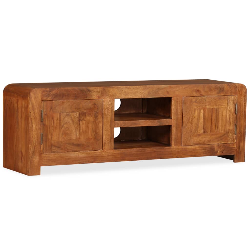 Tv-skab 120x30x40 Cm Massivt Træ Honningfarvet Finish - Billede 5