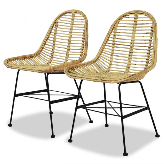 Spisebordsstole 2 Stk. Naturligt Rattan