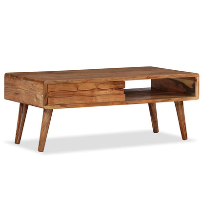 Sofabord I Massivt Træ Med Udskåret Skuffe 100 X 50 X 40 Cm - Billede 11