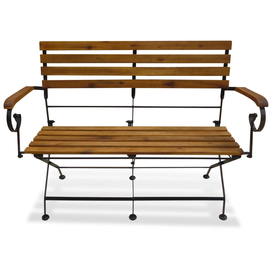 Foldbar Havebænk 112 Cm Massivt Akacietræ - Billede 2