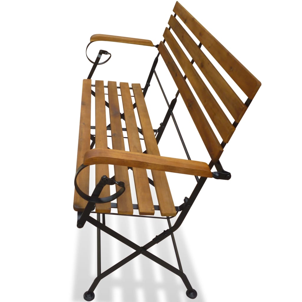 Foldbar Havebænk 112 Cm Massivt Akacietræ - Billede 3