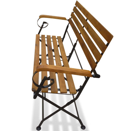 Foldbar Havebænk 112 Cm Massivt Akacietræ - Billede 3