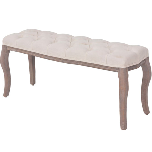 Bænk Lærred Massivt Træ 110 X 38 X 48 Cm Cremehvid