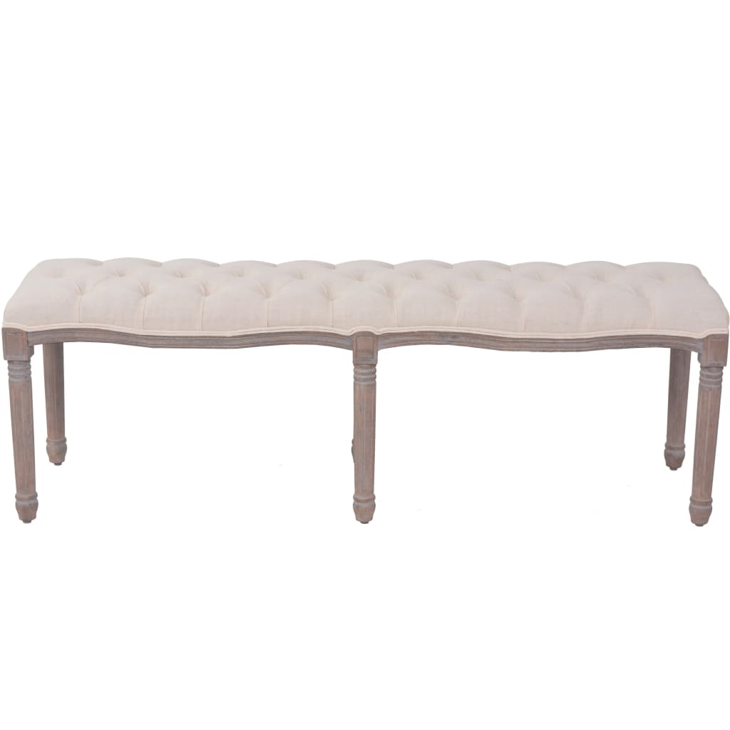 Bænk Lærred Massivt Træ 150 X 40 X 48 Cm Cremehvid - Billede 2