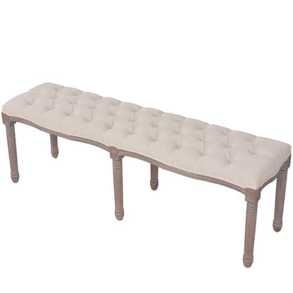 Bænk Lærred Massivt Træ 150 X 40 X 48 Cm Cremehvid - Billede 3