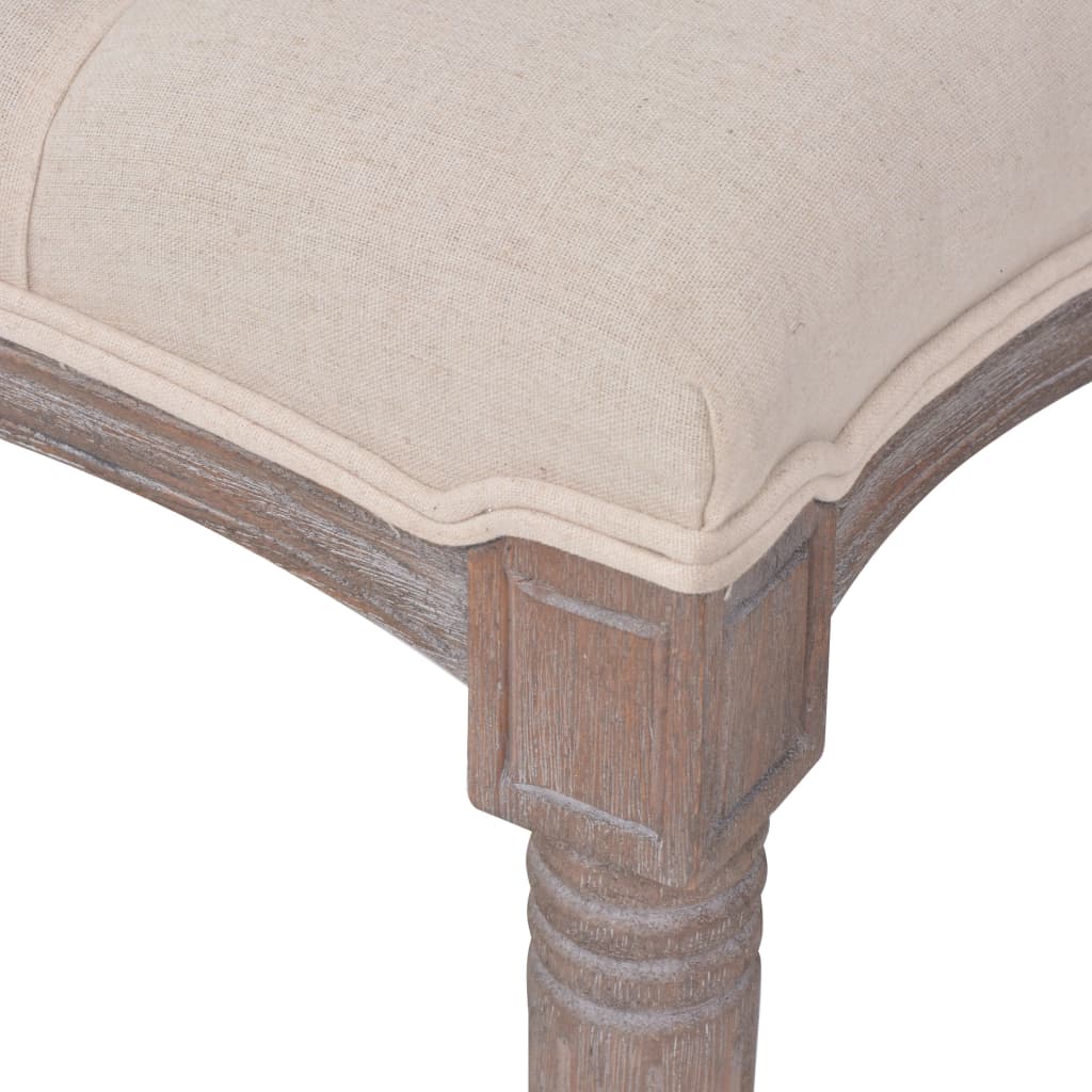 Bænk Lærred Massivt Træ 150 X 40 X 48 Cm Cremehvid - Billede 4