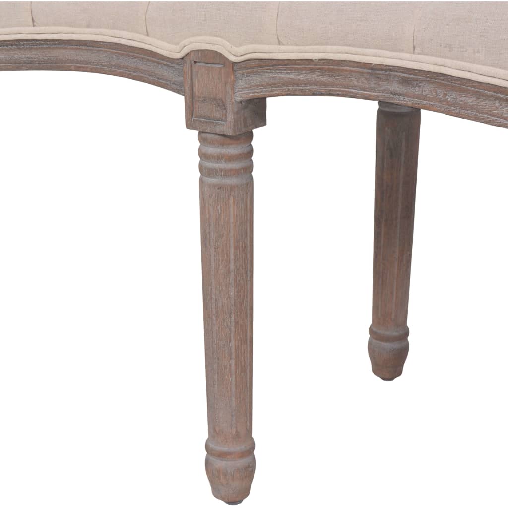 Bænk Lærred Massivt Træ 150 X 40 X 48 Cm Cremehvid - Billede 5