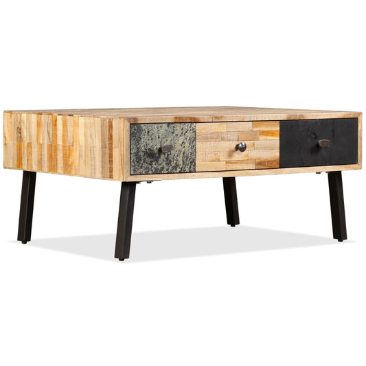 Sofabord Massivt Genbrugsteak 90 X 65 X 40 Cm