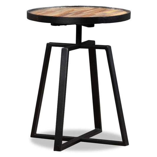 Sidebord Rundt Massivt Genbrugsteaktræ