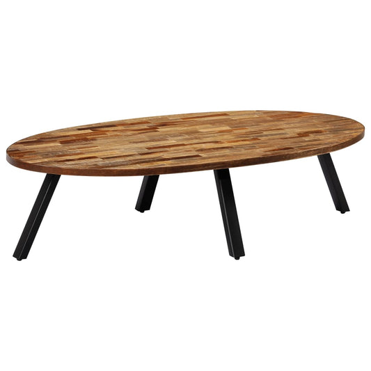 Sofabord Massivt Genanvendt Teak Oval 120 X 60 X 30 Cm
