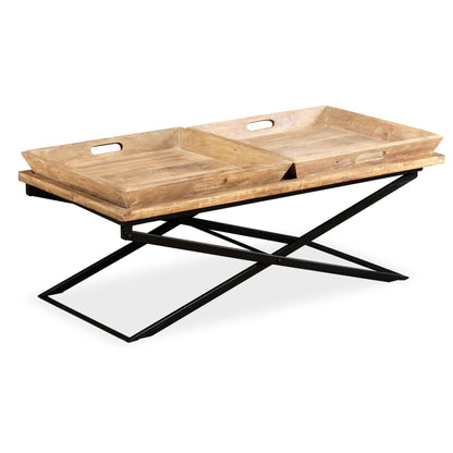 Sofabord I Massivt Mangotræ 110 X 55 X 42 Cm - Billede 2