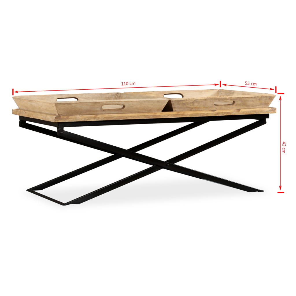 Sofabord I Massivt Mangotræ 110 X 55 X 42 Cm - Billede 11