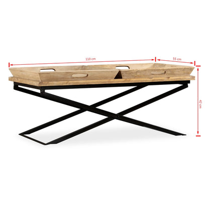 Sofabord I Massivt Mangotræ 110 X 55 X 42 Cm - Billede 11