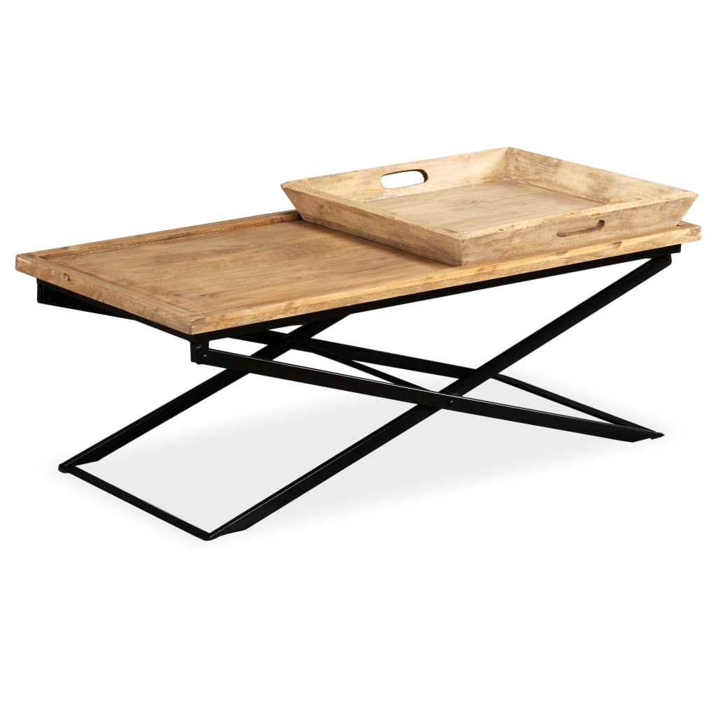 Sofabord I Massivt Mangotræ 110 X 55 X 42 Cm - Billede 3