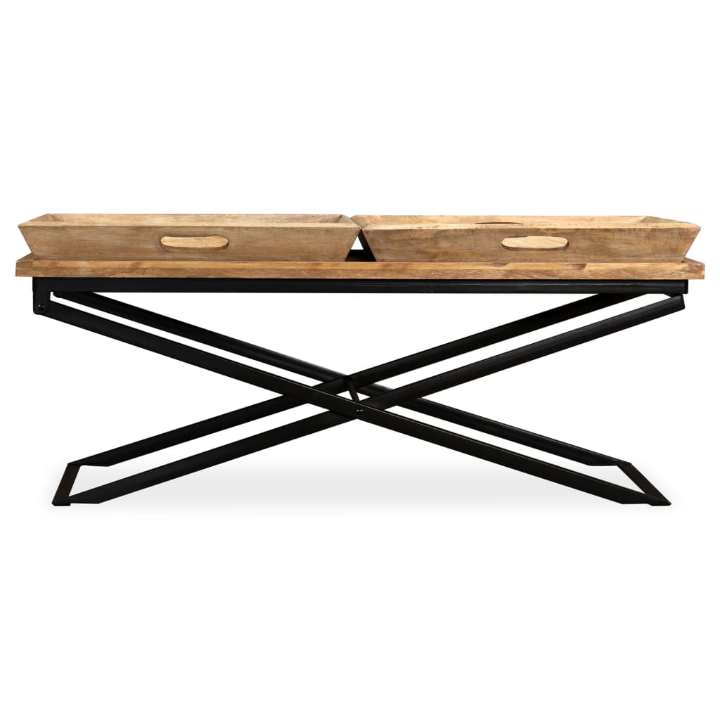 Sofabord I Massivt Mangotræ 110 X 55 X 42 Cm - Billede 5