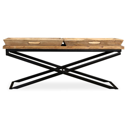 Sofabord I Massivt Mangotræ 110 X 55 X 42 Cm - Billede 5