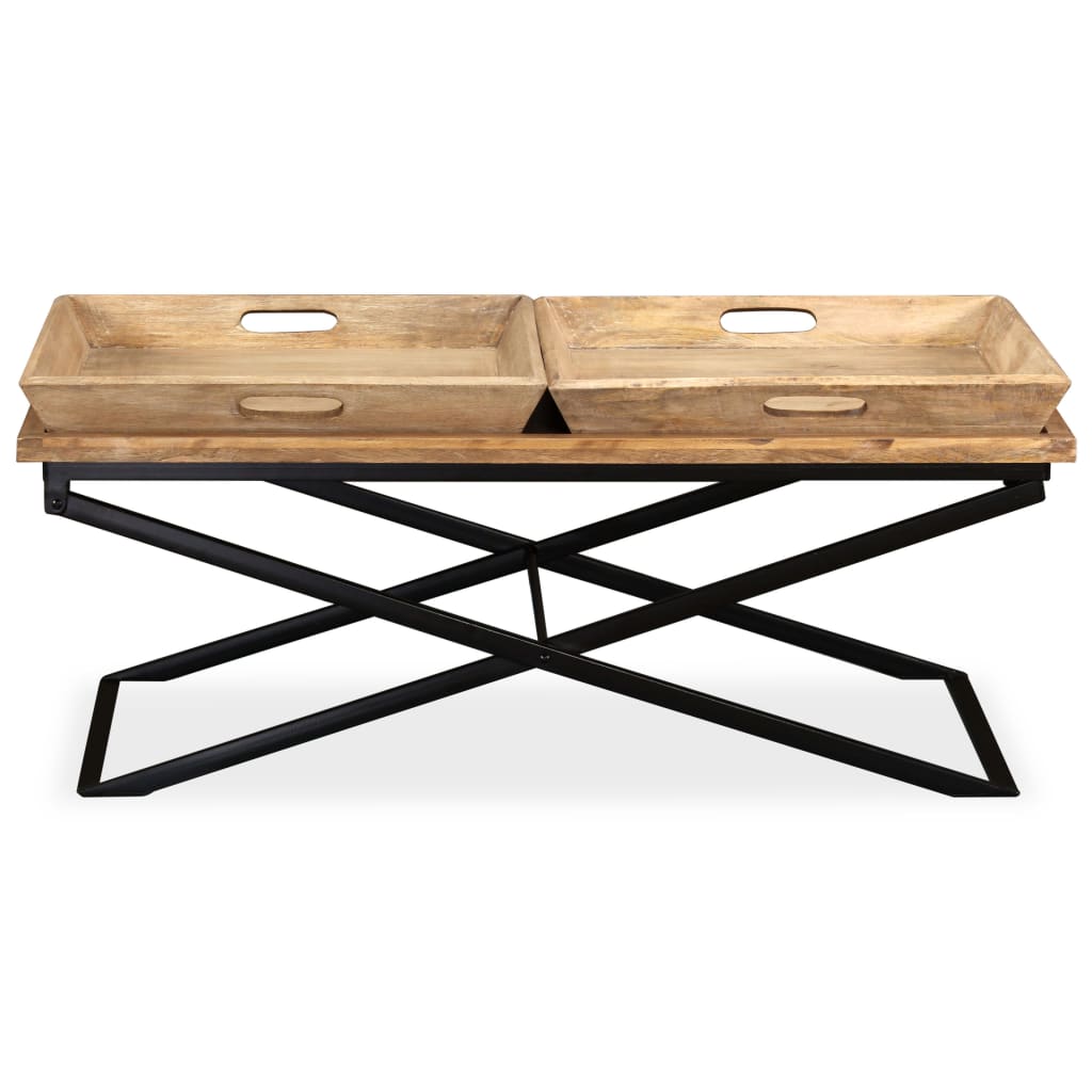 Sofabord I Massivt Mangotræ 110 X 55 X 42 Cm - Billede 6