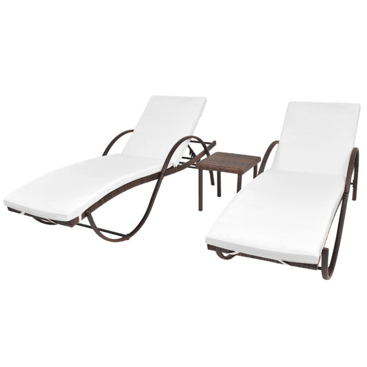 Liggestole 2 Stk. Med Bord Polyrattan